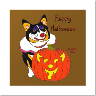 Bookie Boo the Corgi Clown - Happy Halloween Posters and Art